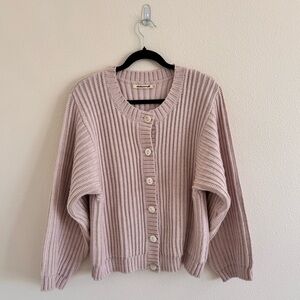 Misha & Puff merino wool studio cardigan sweater blush pink crew VGUC xs s